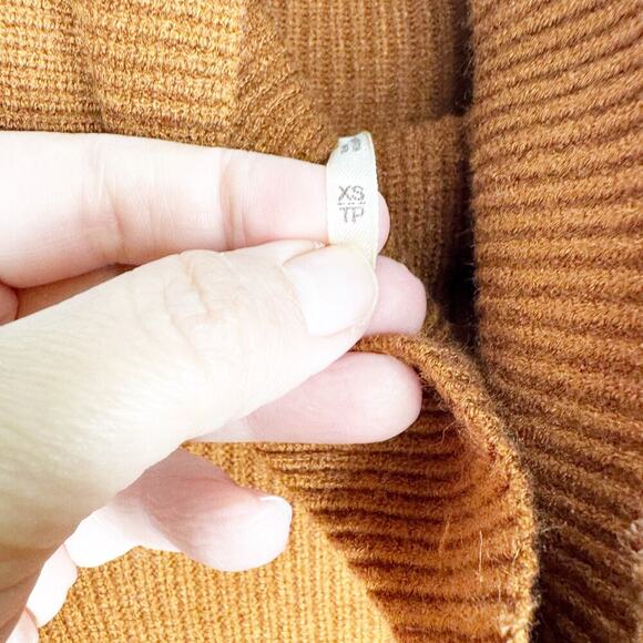 Free People Softly Structured Ribbed Tunic Turtleneck Sweater Slouchy Brown XS - Picture 9 of 14